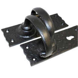 "Betley Butterfly Antique Black Cast Iron Door Handles 6"" Lock Vintage Cottage Country Handles" - thumbnail 6