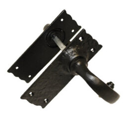 "Betley Butterfly Antique Black Cast Iron Door Handles 6"" Lock Vintage Cottage Country Handles" - thumbnail 4