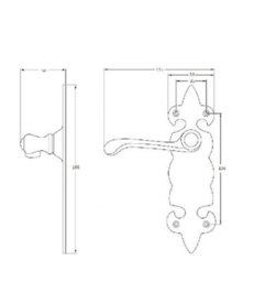 "Betley Butterfly Antique Black Cast Iron Door Handles 6"" Lock Vintage Cottage Country Handles" - thumbnail 2