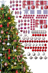 Christmas Tree World The 212Pc Red & Silver Full Heavy Coverage Bauble Set (8Ft/240Cm Trees) - thumbnail 3