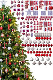 Christmas Tree World The 212Pc Red & Silver Full Heavy Coverage Bauble Set (8Ft/240Cm Trees) - thumbnail 1