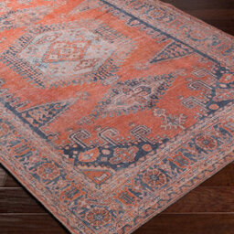 Livabliss Colin-Washable Orange Blue Brown Traditionnal Vintage Boho Living Dining Rug 160 X 220 Cm Easy Care, Non Shedding - thumbnail 6