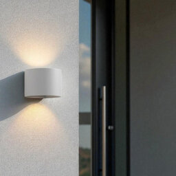 Ultra Beam Lighting Ultrabeam Round White Outdoor Up And Down Led Wall Light 6 Watt Led 600 Lumens