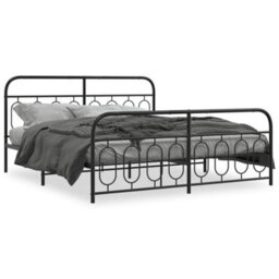 Berkfield Metal Bed Frame Without Mattress With Footboard Black 193X203Cm - thumbnail 2
