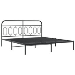Berkfield Metal Bed Frame Without Mattress With Footboard Black 193X203Cm - thumbnail 3
