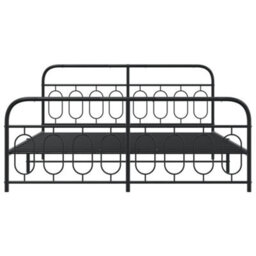 Berkfield Metal Bed Frame Without Mattress With Footboard Black 193X203Cm - thumbnail 4
