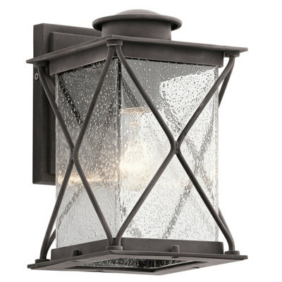 Stylish Outdoor Ip44 Wall Light With Weathered Zinc Finish And Led E27 Bulb