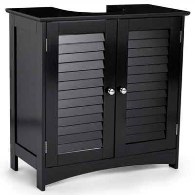 Vonhaus Under Sink Bathroom Cabinet, Black Under Sink Storage, Freestanding Under Basin Cabinet W/ 2 Internal Shelves, Shrewsbury - image 1
