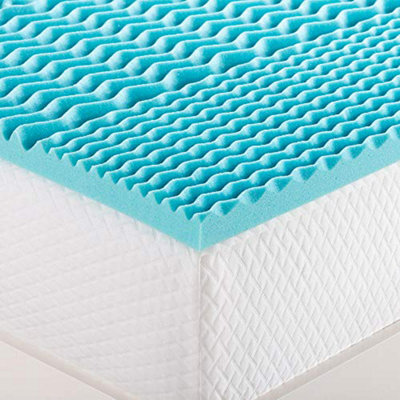 Just So Home Comfort 5 Zone Cool Blue Memory Foam Mattress Topper Orthopaedic Support Pain Relief (King) - image 1