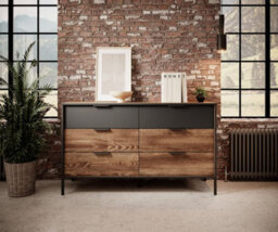 Arte Milton Chest Of Drawers - Spacious And Durable Wooden Dresser With Drawers (W)1370mm (H)810mm (D)400mm - Oak Chestnut & Anthracite - thumbnail 4