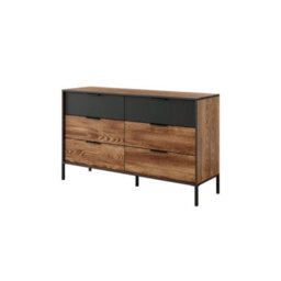 Arte Milton Chest Of Drawers - Spacious And Durable Wooden Dresser With Drawers (W)1370mm (H)810mm (D)400mm - Oak Chestnut & Anthracite