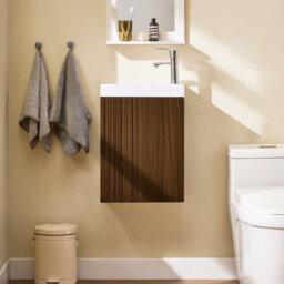 Sobuy Bzr196-Br Slim Bathroom Storage Cabinet Wall Mounted Under Sink Bathroom Unit Under Basin Cupboard,brown,w40Xd22Xh56 - thumbnail 2