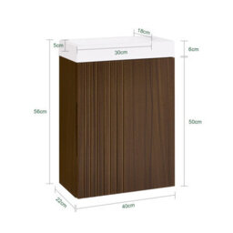 Sobuy Bzr196-Br Slim Bathroom Storage Cabinet Wall Mounted Under Sink Bathroom Unit Under Basin Cupboard,brown,w40Xd22Xh56 - thumbnail 3