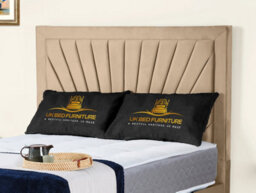 UKBEDFURNITURE Sunrise Beige Plush Valvet Upholstered Bed Frame Only - Slatted Base - 48 Inch Headboard - thumbnail 2