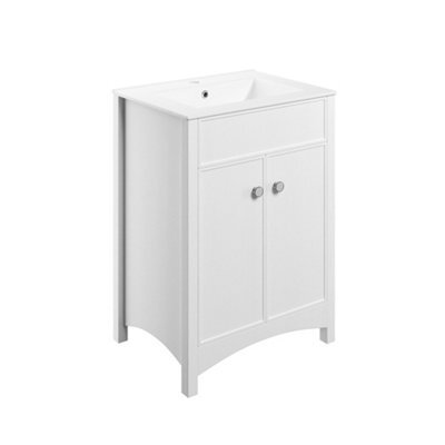 Exbury White Ash Freestanding Vanity Unit & Basin Set (W)610mm (H)835mm - image 1