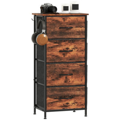Rustic Brown 4 Drawer Fabric Chest Of Drawers Bedroom Dresser - image 1