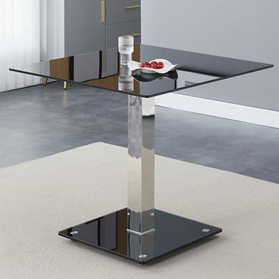 Furniture in Fashion Hartley Black Glass Top Bistro Dining Table With Glass Base - image 1