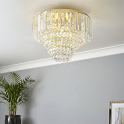 Bhs Paladina Satin Brass Glass Flush Ceiling Light
