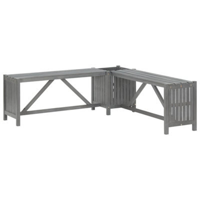 Berkfield Garden Corner Bench With Planter 117Cm Solid Acacia Wood Grey - image 1