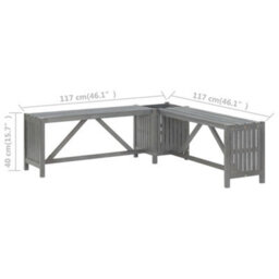 Berkfield Garden Corner Bench With Planter 117Cm Solid Acacia Wood Grey - thumbnail 8