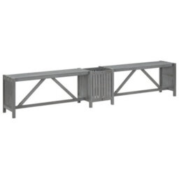 Berkfield Garden Corner Bench With Planter 117Cm Solid Acacia Wood Grey - thumbnail 4