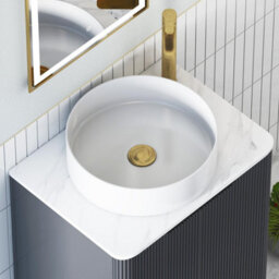 Royal Bathrooms Avenza 600mm Matt Obsidian Black Floor Standing Countertop Bathroom Vanity Unit 2 Drawer With Art Round Basin - thumbnail 8