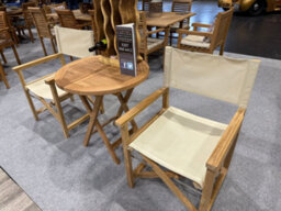 Premium Teak Director Chair Bistro Set  2 Chairs & Foldable Table For Outdoor Dining - thumbnail 3