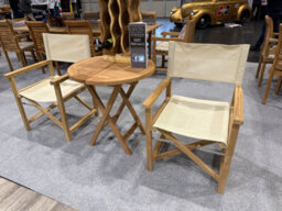 Premium Teak Director Chair Bistro Set  2 Chairs & Foldable Table For Outdoor Dining