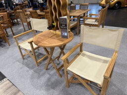 Premium Teak Director Chair Bistro Set  2 Chairs & Foldable Table For Outdoor Dining - thumbnail 2