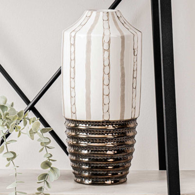Vanity Living 30Cm Light Brown And Textured Bronze Ceramic Decorative Vase For Living Room - image 1