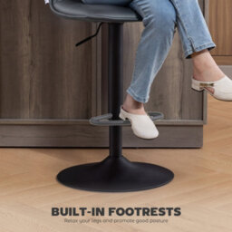Homcom Bar Stools Set Of 2 Swivel Height Adjustable Barstools Dark Grey - thumbnail 8