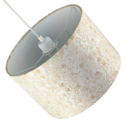 Happy Homewares Chic Textured Off-Cream Jacquard Drum Shade With Gold Foil Decor Print - thumbnail 5