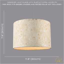 Happy Homewares Chic Textured Off-Cream Jacquard Drum Shade With Gold Foil Decor Print - thumbnail 7