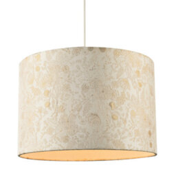 Happy Homewares Chic Textured Off-Cream Jacquard Drum Shade With Gold Foil Decor Print - thumbnail 2