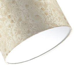 Happy Homewares Chic Textured Off-Cream Jacquard Drum Shade With Gold Foil Decor Print - thumbnail 3