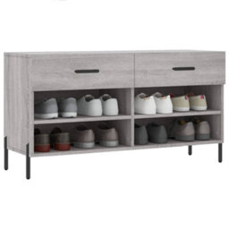 Berkfield Shoe Bench Grey Sonoma 102X35X55 Cm Engineered Wood - thumbnail 3