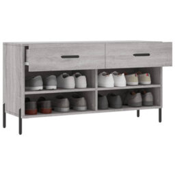 Berkfield Shoe Bench Grey Sonoma 102X35X55 Cm Engineered Wood - thumbnail 4