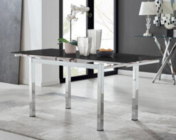 Furniturebox Uk Enna Black Glass Extending Dining Table And 4 Cappuccino Isco Chairs - thumbnail 3
