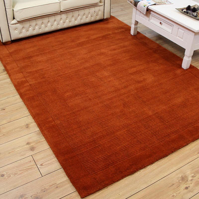 Terracotta Simple And Stylish Wool Plain Handmade Modern Rug For Living Room And Bedroom-160Cm X 230Cm - image 1