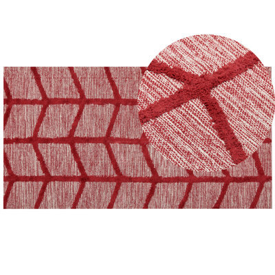 Beliani Rug Sivas Red 80 X 150 Cm Cotton - image 1