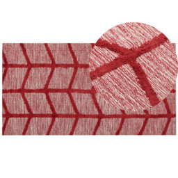 Beliani Rug Sivas Red 80 X 150 Cm Cotton - thumbnail 1