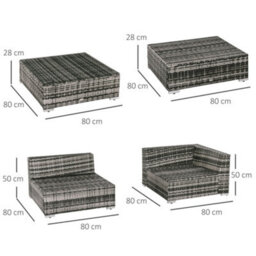 Outsunny 6 Pieces Rattan Furniture Set Conservatory Sofa Deluxe Wicker Garden - thumbnail 3