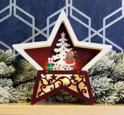 Netagon Home Festive Battery Powered Wooden Light Up Christmas Star - thumbnail 4