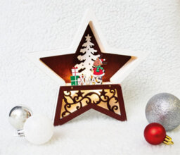 Netagon Home Festive Battery Powered Wooden Light Up Christmas Star - thumbnail 3