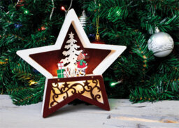 Netagon Home Festive Battery Powered Wooden Light Up Christmas Star - thumbnail 2