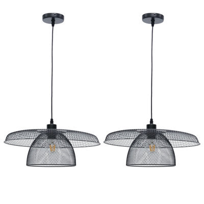 First Choice Lighting Set Of 2 Cassidy Large Layered Black Mesh Ceiling Pendant Lights - image 1