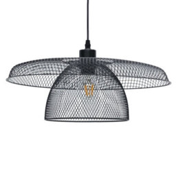 First Choice Lighting Set Of 2 Cassidy Large Layered Black Mesh Ceiling Pendant Lights - thumbnail 3