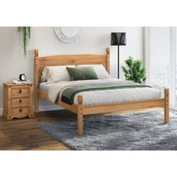 Solid Pine Double Bed Frame 4Ft6 Low End Rustic Wooden Bedroom Furniture - thumbnail 5