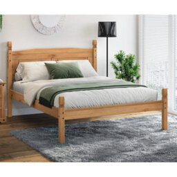 Solid Pine Double Bed Frame 4Ft6 Low End Rustic Wooden Bedroom Furniture - thumbnail 6