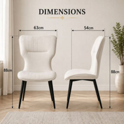 Stratus Interiors Windsor Winged Back Velvet Dining Chair - Soft Cream Velvet Seat & Black Legs  - W 63 D 54 H 88 Cm - thumbnail 3